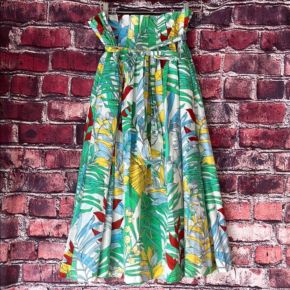 Zara Multicolor Tropical Midi Skirt